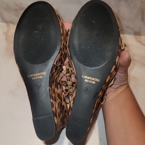 Studded Strappy Cheetah Wedges - Picture 9 of 10